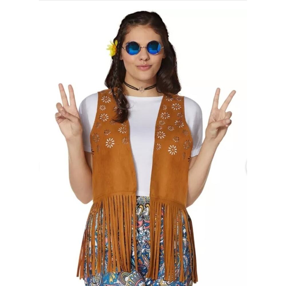 Fringed Hippie 70's Vest Halloween Costume Accessory Western Cowgirl Size S/M - Picture 2 of 7